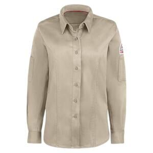 Bulwark FR Women's iQ Series Comfort Woven Long Sleeve Shirt Light Tan - Regular